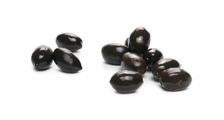 Black olives isolated on white background