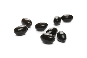 Black olives isolated on white background
