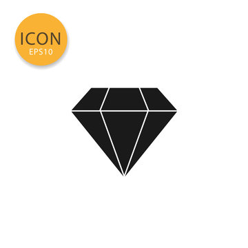 Diamond icon isolated flat style.
