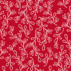 Fototapeta premium Seamless pattern with hand drawn mistletoe