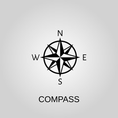 Compass icon. Compass symbol. Flat design. Stock - Vector illustration.