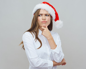 Thinking Santa girl concerned