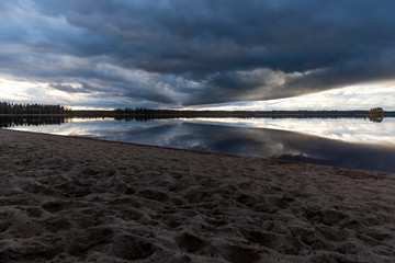 dark clouds in the beach