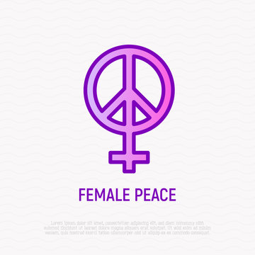 Female peace thin line icon. Modern vector illustration.