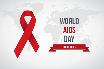 World Aids Day. Vector illustration with red ribbon