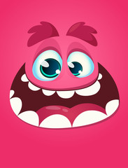 Obraz premium Funny cartoon monster face. Vector Halloween monster avatar