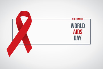 World Aids Day. Vector illustration with red ribbon - obrazy, fototapety, plakaty