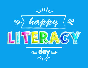 Happy Literacy Day Poster Vector Illustration