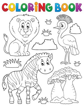Coloring book African nature theme set 3