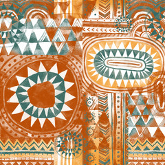 Tribal bohemian patchwork seamsess pattern