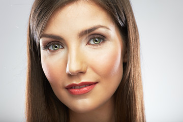 Close up beauty face portrait of smiling girl