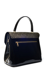 Fashionable black leather purse isolated on white