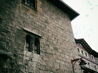 Fototapeta na wymiar Hernani Old stone medieval House beside San Sebastian, Basque Country, Spain