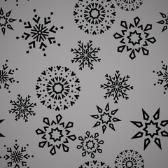 Naklejka na ściany i meble Abstract geometric pattern with lines, snowflakes. A seamless vector background. Grey and black texture. Graphic modern pattern