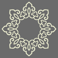 Decorative frame Elegant vector element for design in Eastern style, place for text. Floral grey border. Lace illustration for invitations and greeting cards