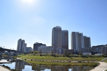 Fototapeta premium Suburban residental area in Kashiwa City, Chiba Prefecture, Japan