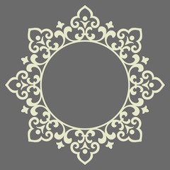 Decorative frame Elegant vector element for design in Eastern style, place for text. Floral grey border. Lace illustration for invitations and greeting cards