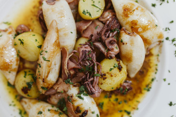 Squid with bacon