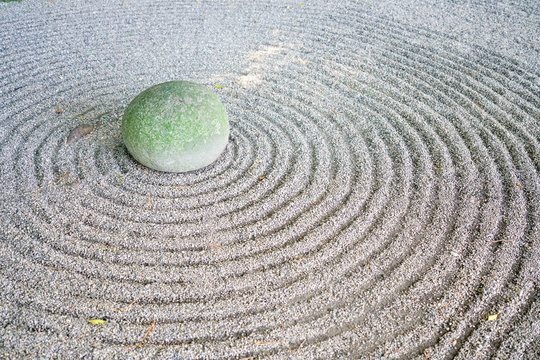 Zen garden and stone in Japan