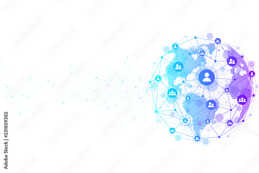 Poster Internet connection background, abstract sense of science and technology graphic design. Global network connection