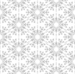 Abstract geometric pattern with lines, snowflakes. A seamless vector background. White and grey texture. Graphic modern pattern