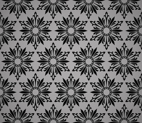 Abstract geometric pattern with lines, snowflakes. A seamless vector background. Grey and black texture. Graphic modern pattern