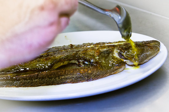 Emplatado de lenguado asado a la plancha