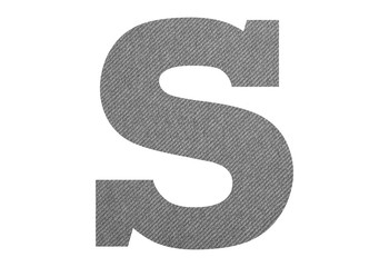 Letter S – with gray fabric texture on white background