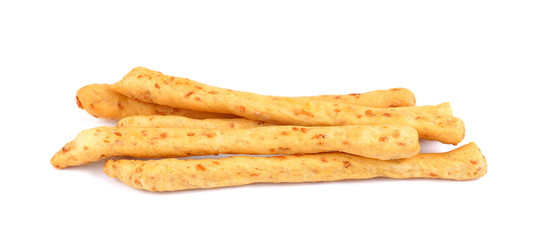 crackers, bread stick isolated on white