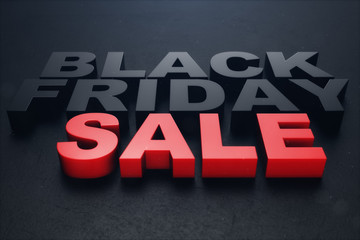 3D illustration Black Friday, sale message for shop. Business shopping store banner for Black Friday. 3D text. Black Friday sale inscription design template. Banner for your design