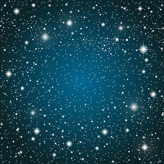 Realistic Starry Sky Blue Glow. Shining Stars.