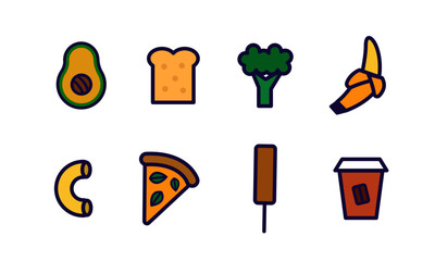 Vegan food icon set
