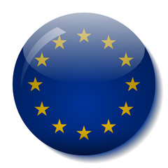 European Union flag glass button vector illustration