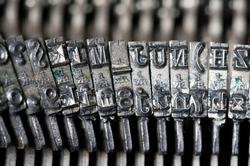Close up of retro style typewriter in studio