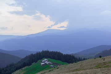 Wooden hut in the Carpathian Mountains