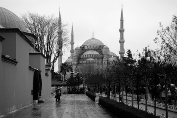 Architecture of great Blue mosque Istanbul, Sultanahmet park