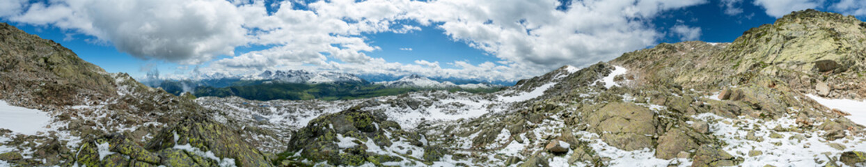 Rocks and snow in the mountains of the Alps