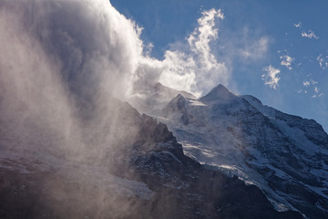 Obraz premium Stormy weather over Jungfrau massif - Kleine Scheidegg, Jungfrau Region, Switzerland