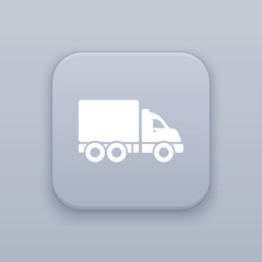 Lorries, gray vector button with white icon