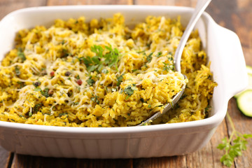 baked rice and zucchini