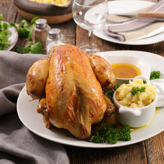 roasted chicken with mashed potato