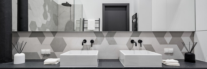 Elegant bathroom with two basins