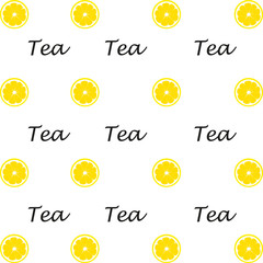 Obraz premium Text drawn tea and lemon