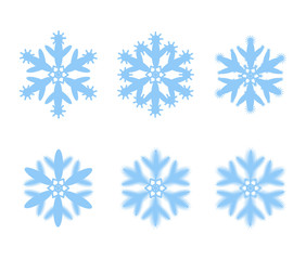 Fototapeta na wymiar Set of vector snowflakes isolated on background. Elements for festive winter, Christmas, new year decorations.