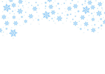 Vector falling blue snow on isolated background, possibility of overlay. Winter, Christmas texture. Place for text.