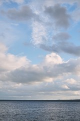 blue azure sea blue sky horizon seascape White clouds