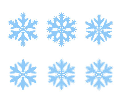 Set of vector snowflakes isolated on background. Elements for festive winter, Christmas, new year decorations.