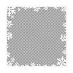 Vector frame Christmas and new year snowflakes. Vector element on a transparent, isolated background.