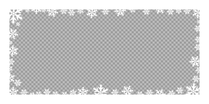 Vector frame Christmas and new year snowflakes. Vector element on a transparent, isolated background.