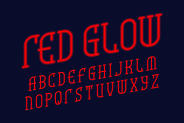 Fototapeta na wymiar Red glow alphabet. Neon light font. Isolated english alphabet.